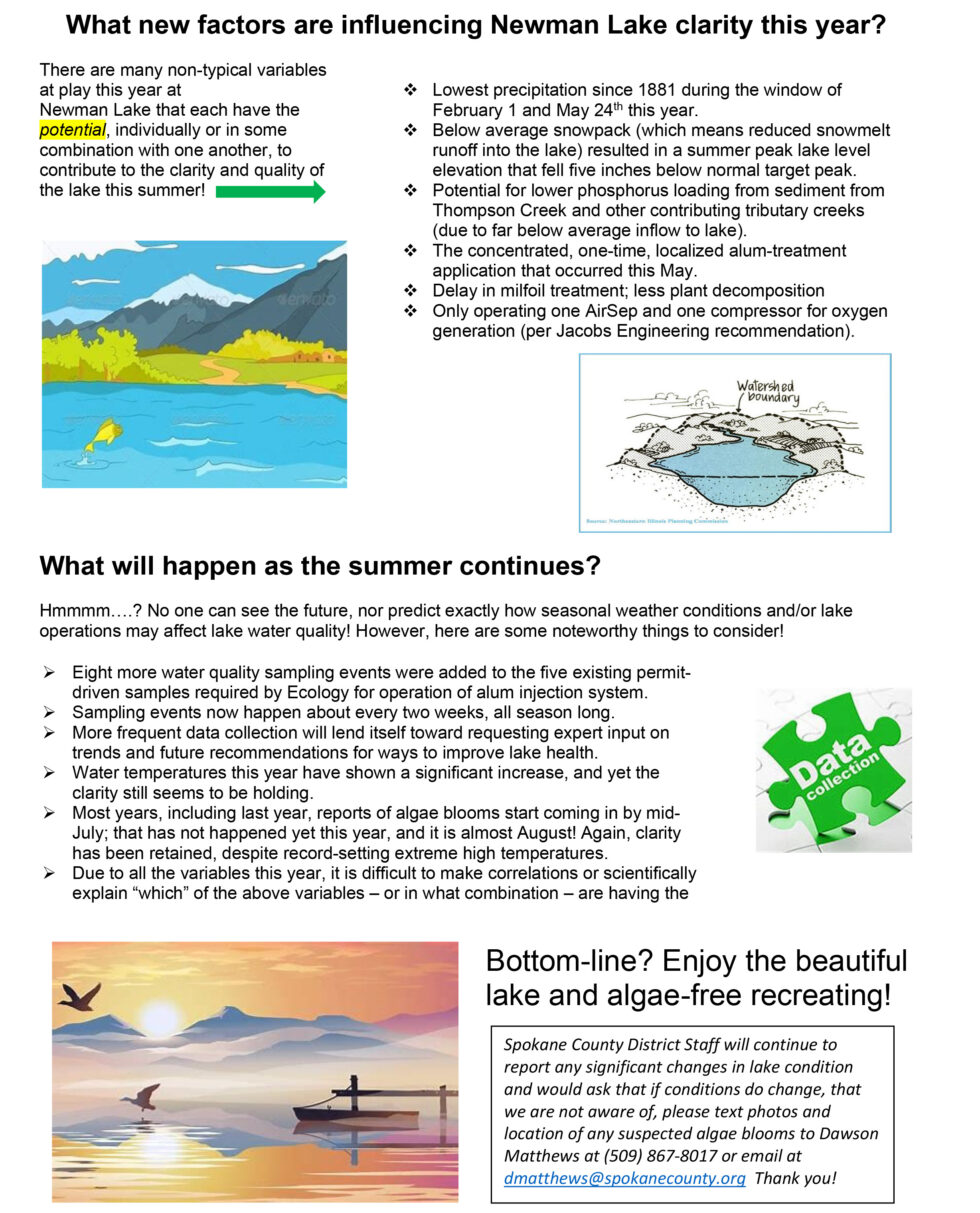 Information from Spokane County on the water quality this summer ...